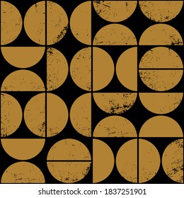 Monochrome geometric seamless pattern in Scandinavian style. Modern abstract grunge background with semicircles.