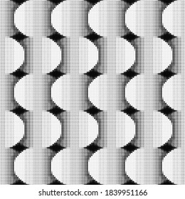 Monochrome geometrische, nahtlose Muster aus quadratischen Elementen. Verflechtende Garnelen.