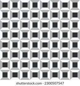Monochrome geometric seamless pattern with square. Block design background vector.