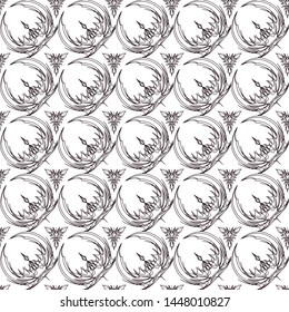 Monochrome geometric seamless pattern. White background