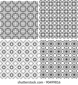 monochrome geometric seamless patterns set. Vector backgrounds collection.