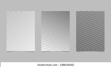 Monochrome geometric stripe flyer template collection - gradient vector brochure background graphics from stripes