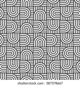 Monochrome geometric  striped seamless pattern. Vector background