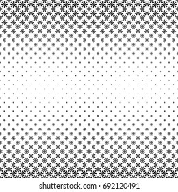 Monochrome geometric stylized flower pattern - abstract floral vector background illustration from curved shapes
