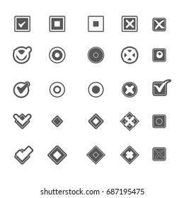 Monochrome geometric symbols of item marking illustrations set