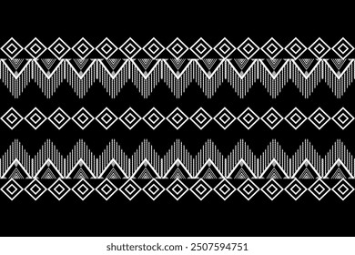 Monochrome Geometric Tribal Pattern with Symmetrical Diamond Motif's