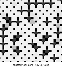 Monochrome geometric vector background. Abstract halftone illustration pattern. Vintage texture
