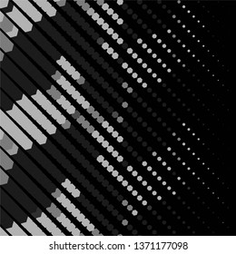 Monochrome geometric vector background. Abstract halftone illustration pattern. Vintage texture