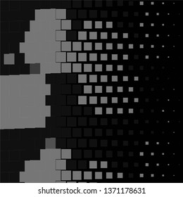Monochrome geometric vector background. Abstract halftone illustration pattern. Vintage texture