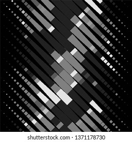 Monochrome geometric vector background. Abstract halftone illustration pattern. Vintage texture