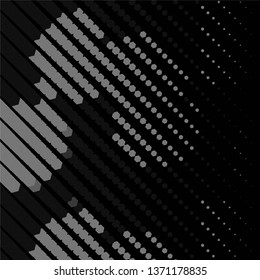 Monochrome geometric vector background. Abstract halftone illustration pattern. Vintage texture