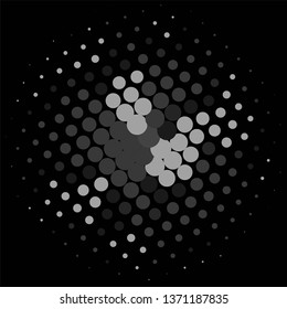 Monochrome geometric vector background. Abstract halftone illustration pattern. Vintage texture