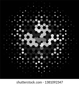 Monochrome geometric vector background. Abstract halftone illustration pattern. Vintage texture