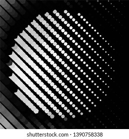 Monochrome geometric vector background. Abstract halftone illustration pattern. Vintage texture