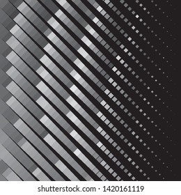 Monochrome geometric vector background. Abstract halftone illustration pattern. Vintage texture