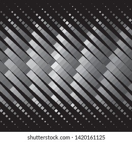 Monochrome geometric vector background. Abstract halftone illustration pattern. Vintage texture
