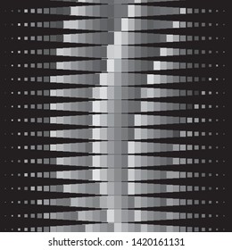 Monochrome geometric vector background. Abstract halftone illustration pattern. Vintage texture