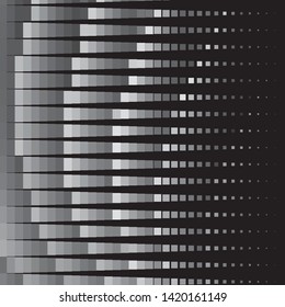 Monochrome geometric vector background. Abstract halftone illustration pattern. Vintage texture