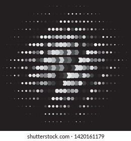 Monochrome geometric vector background. Abstract halftone illustration pattern. Vintage texture