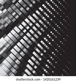 Monochrome geometric vector background. Abstract halftone illustration pattern. Vintage texture