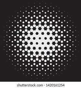 Monochrome geometric vector background. Abstract halftone illustration pattern. Vintage texture