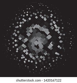 Monochrome geometric vector background. Abstract halftone illustration pattern. Vintage texture