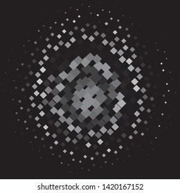 Monochrome geometric vector background. Abstract halftone illustration pattern. Vintage texture