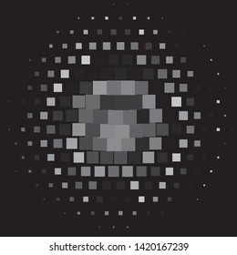 Monochrome geometric vector background. Abstract halftone illustration pattern. Vintage texture