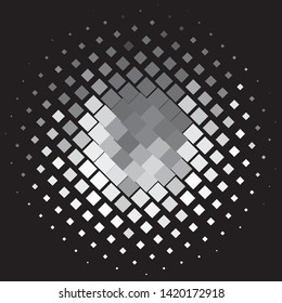 Monochrome geometric vector background. Abstract halftone illustration pattern. Vintage texture