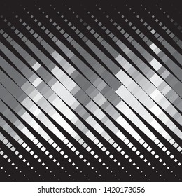 Monochrome geometric vector background. Abstract halftone illustration pattern. Vintage texture