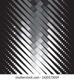 Monochrome geometric vector background. Abstract halftone illustration pattern. Vintage texture