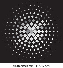 Monochrome geometric vector background. Abstract halftone illustration pattern. Vintage texture