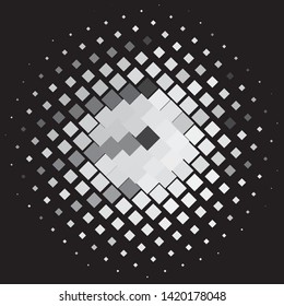 Monochrome geometric vector background. Abstract halftone illustration pattern. Vintage texture