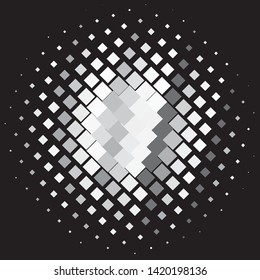 Monochrome geometric vector background. Abstract halftone illustration pattern. Vintage texture