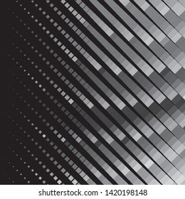 Monochrome geometric vector background. Abstract halftone illustration pattern. Vintage texture