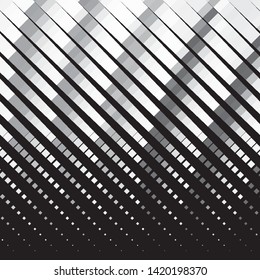 Monochrome geometric vector background. Abstract halftone illustration pattern. Vintage texture
