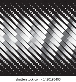 Monochrome geometric vector background. Abstract halftone illustration pattern. Vintage texture