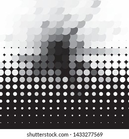 Monochrome geometric vector background. Abstract halftone illustration pattern. Vintage texture
