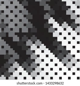 Monochrome geometric vector background. Abstract halftone illustration pattern. Vintage texture