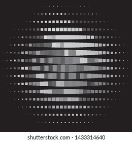 Monochrome geometric vector background. Abstract halftone illustration pattern. Vintage texture