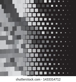Monochrome geometric vector background. Abstract halftone illustration pattern. Vintage texture