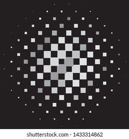 Monochrome geometric vector background. Abstract halftone illustration pattern. Vintage texture