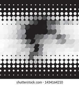 Monochrome geometric vector background. Abstract halftone illustration pattern. Vintage texture