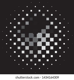 Monochrome geometric vector background. Abstract halftone illustration pattern. Vintage texture