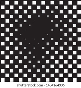 Monochrome geometric vector background. Abstract halftone illustration pattern. Vintage texture