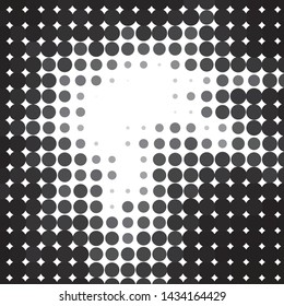 Monochrome geometric vector background. Abstract halftone illustration pattern. Vintage texture