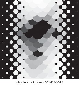 Monochrome geometric vector background. Abstract halftone illustration pattern. Vintage texture