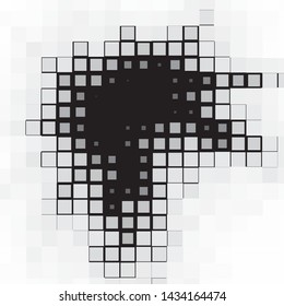 Monochrome geometric vector background. Abstract halftone illustration pattern. Vintage texture