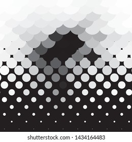 Monochrome geometric vector background. Abstract halftone illustration pattern. Vintage texture