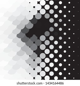 Monochrome geometric vector background. Abstract halftone illustration pattern. Vintage texture